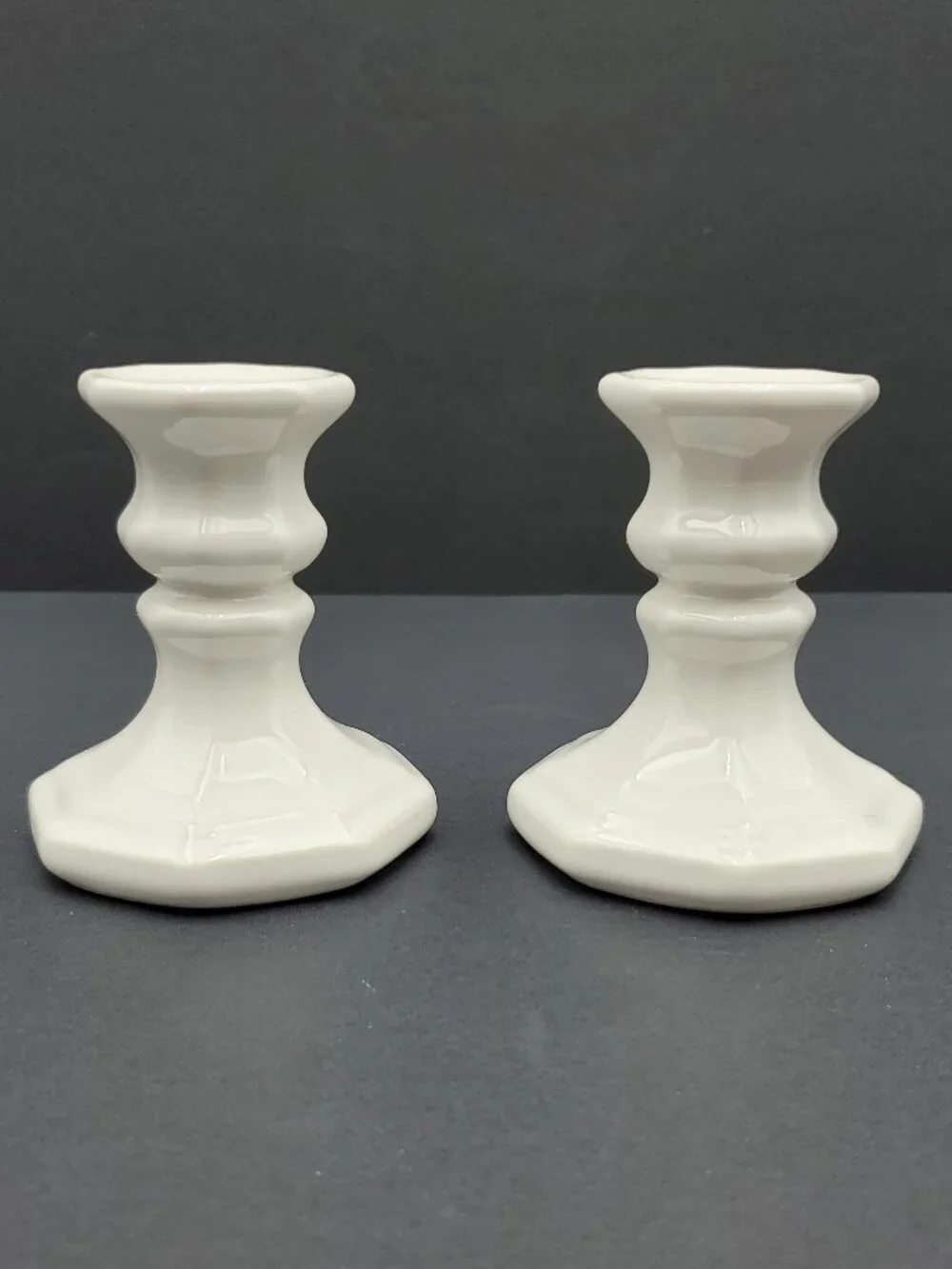 Pfaltzgraff Heritage White Candlesticks Multi-Sided Taper Candle Holders